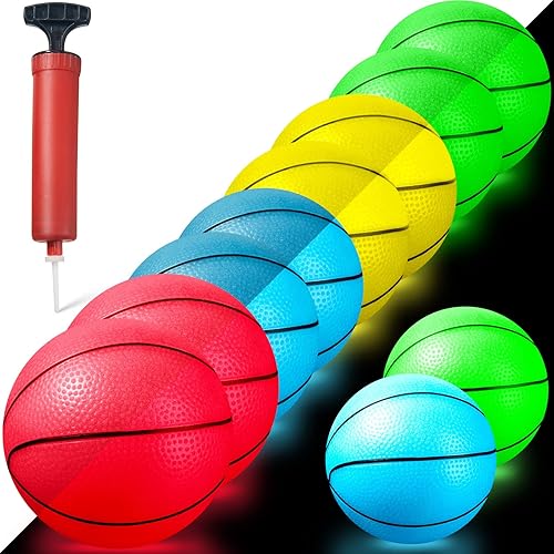 10 bolas de baloncesto de 6.3 pulgadas que brillan en la oscuridad, juguete colorido de medianoche, pelotas de baloncesto pequeñas brillantes de