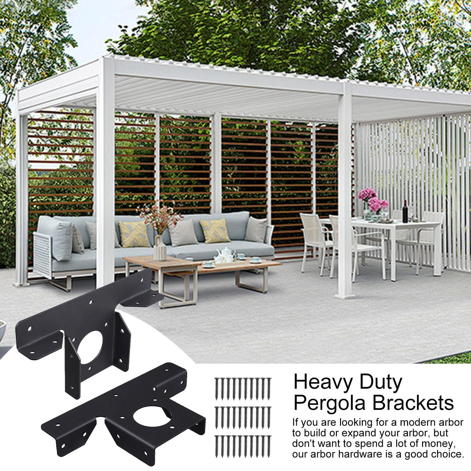 Wpbhk Pergola-Eckwinkel, 4 Stück – 3-Wege-T-Klammern Für 10,2x10,2 Cm Pfosten