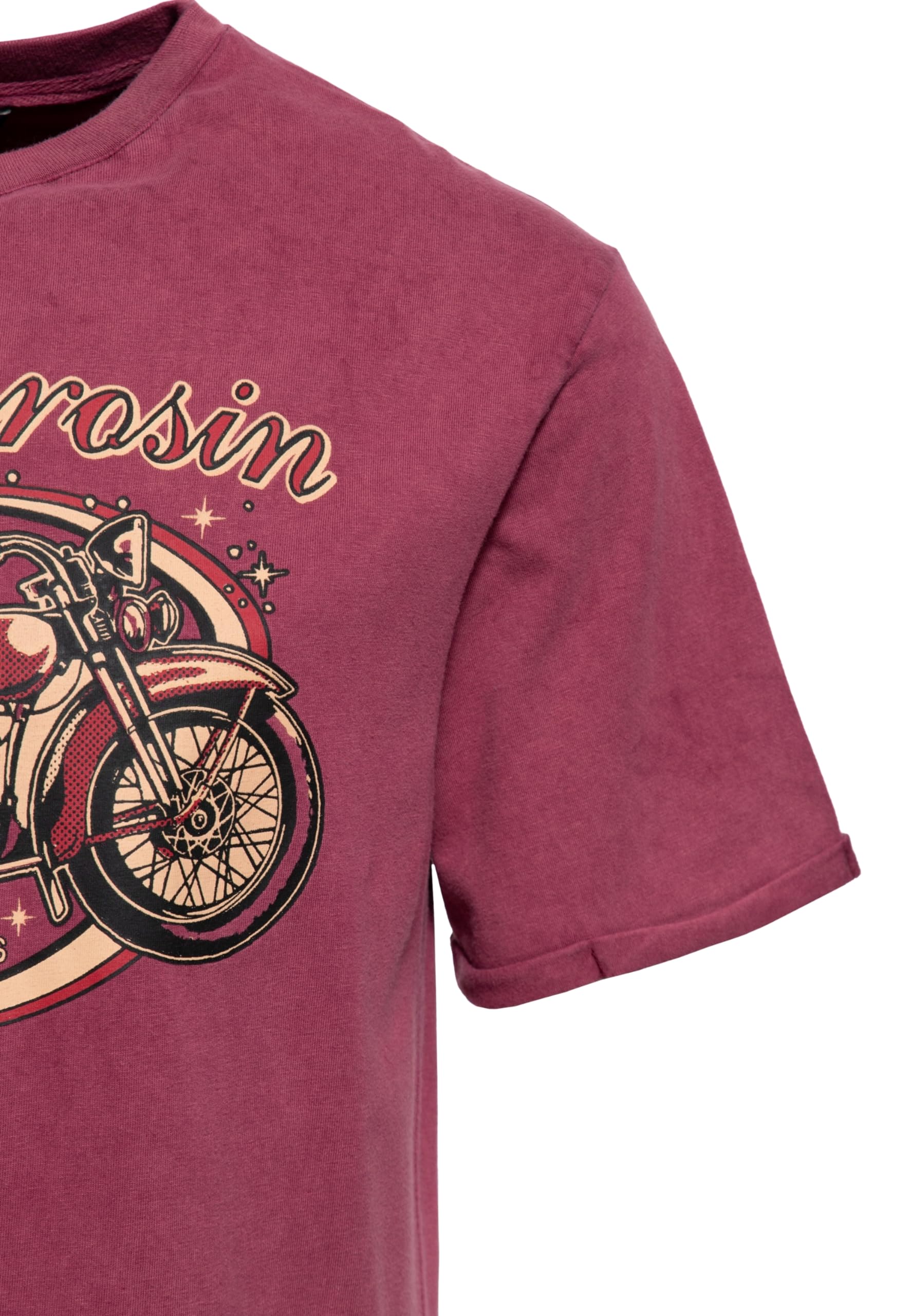 King Kerosin Camiseta para hombre Rockabilly Motorcycle 50S Regular Fit Front-Print Retro Vintage Look Acid-Washed Rock'n'roll Classic Motorbike 1950 Used Bobber
