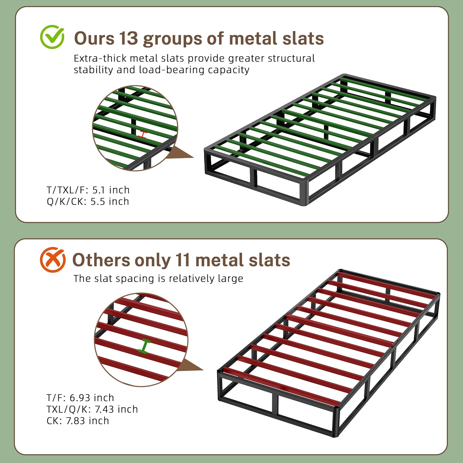 10 Inch Twin Metal Bed Frame Round Corner Low Platform Bed Frames 3000 LBS Heavy Duty Steel Slats Support Mattress Foundation No Box Spring Needed, Noise Free, Easy Assembly, Black