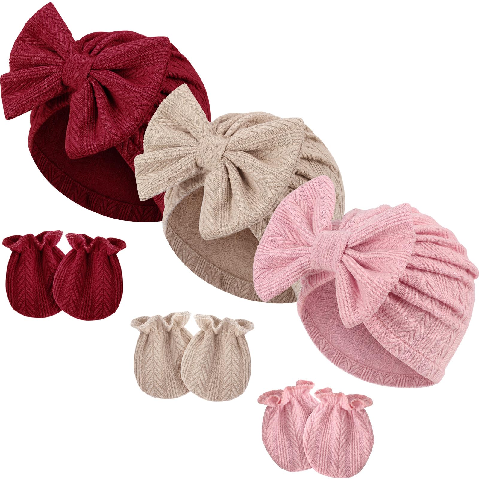 DRESHOW Sombreros y Gorras y Guantes para Bebé Recién Nacido Bebé Beanie Sombrero para Bebés Niñas Niños Gorros 0-6 Meses