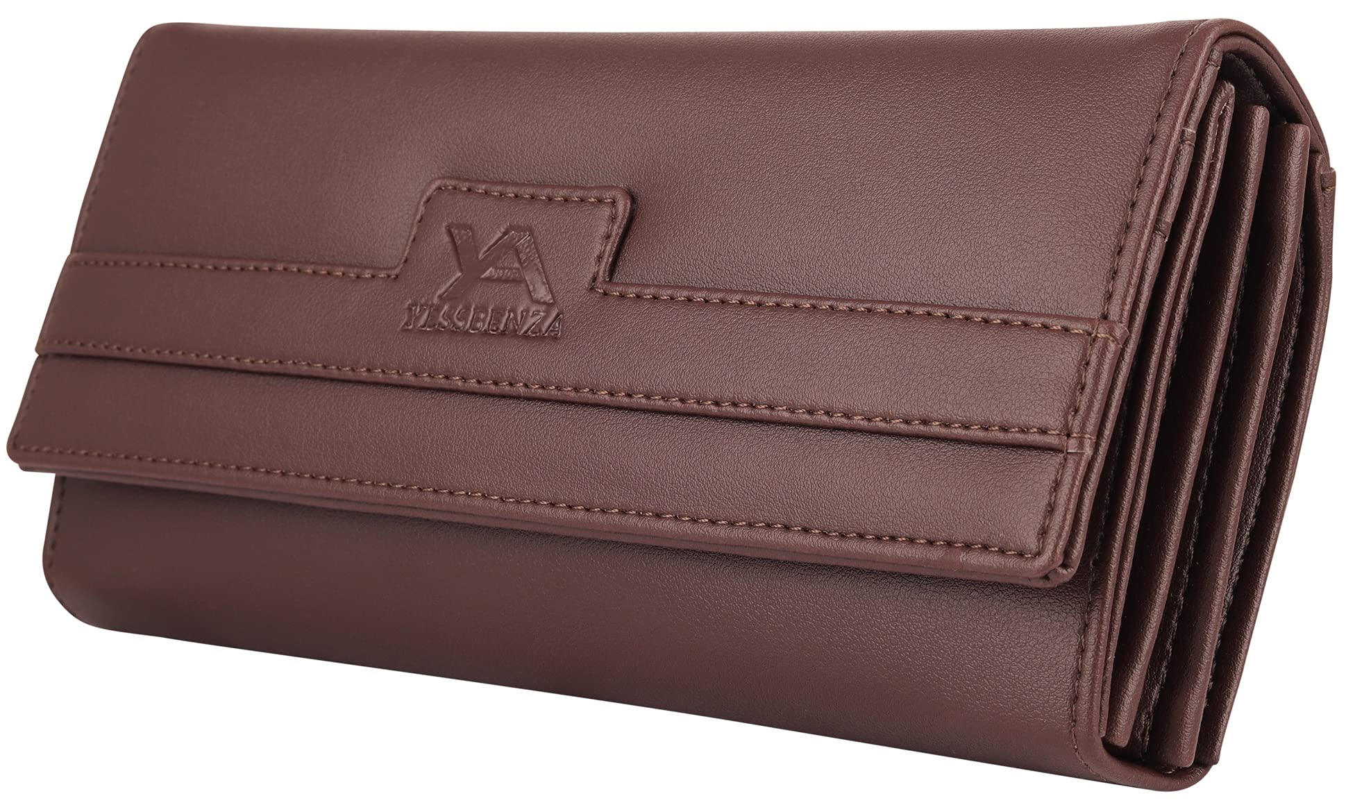 Women's and Girls Faux-Leather Tow Fold Hand Clutch Wallet Mobile Hand Purses 6 Multiples Card Slots