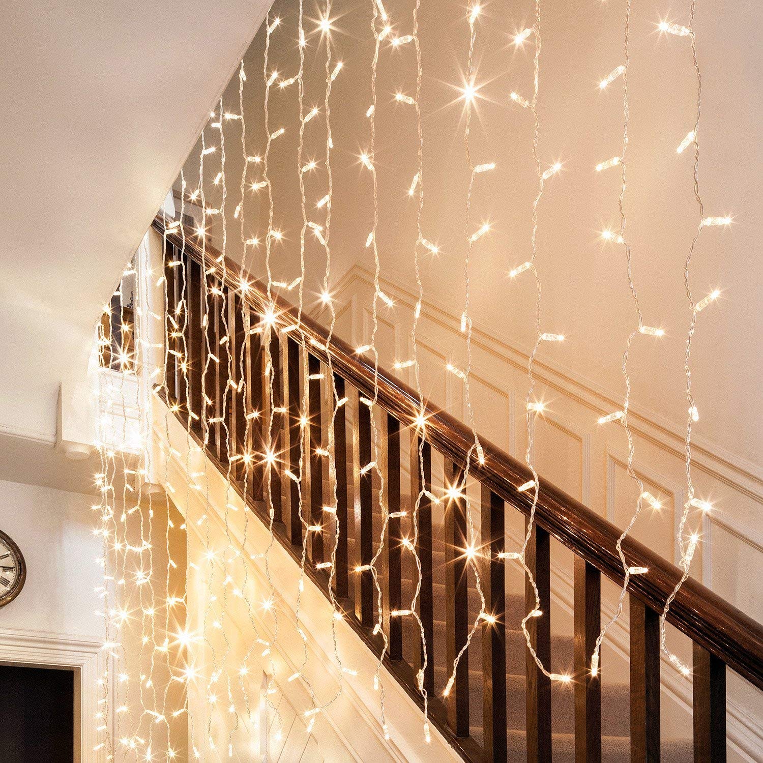 Lights4fun Core Series Connetcable Curtain Lights 576 Warm White LEDs Plug in Timer 4 x 3m