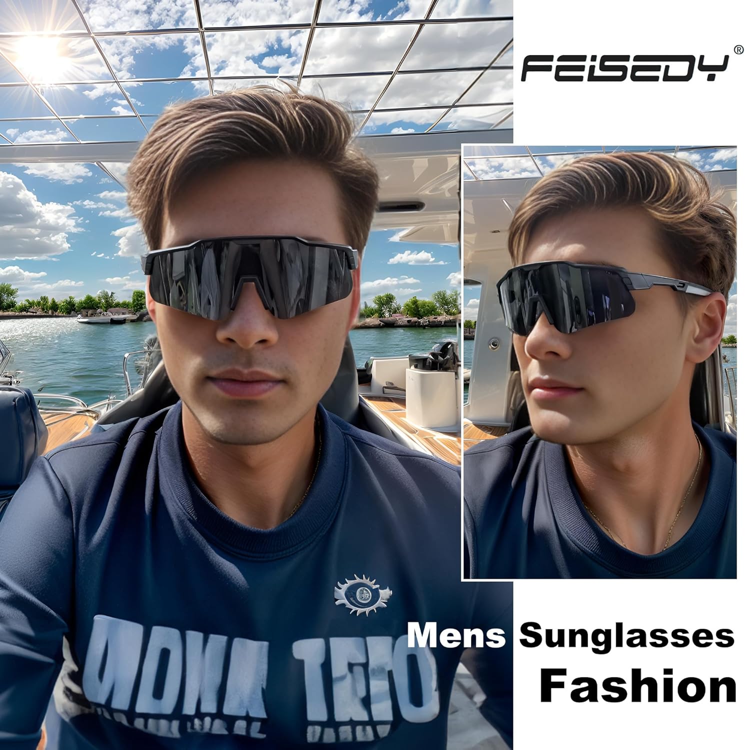 FEISEDY Polarized Youth Sports Sunglasses Teens Cycling Sunglasses Kids Sport Baseball Glasses for Boys Girls Age8-16 B0032