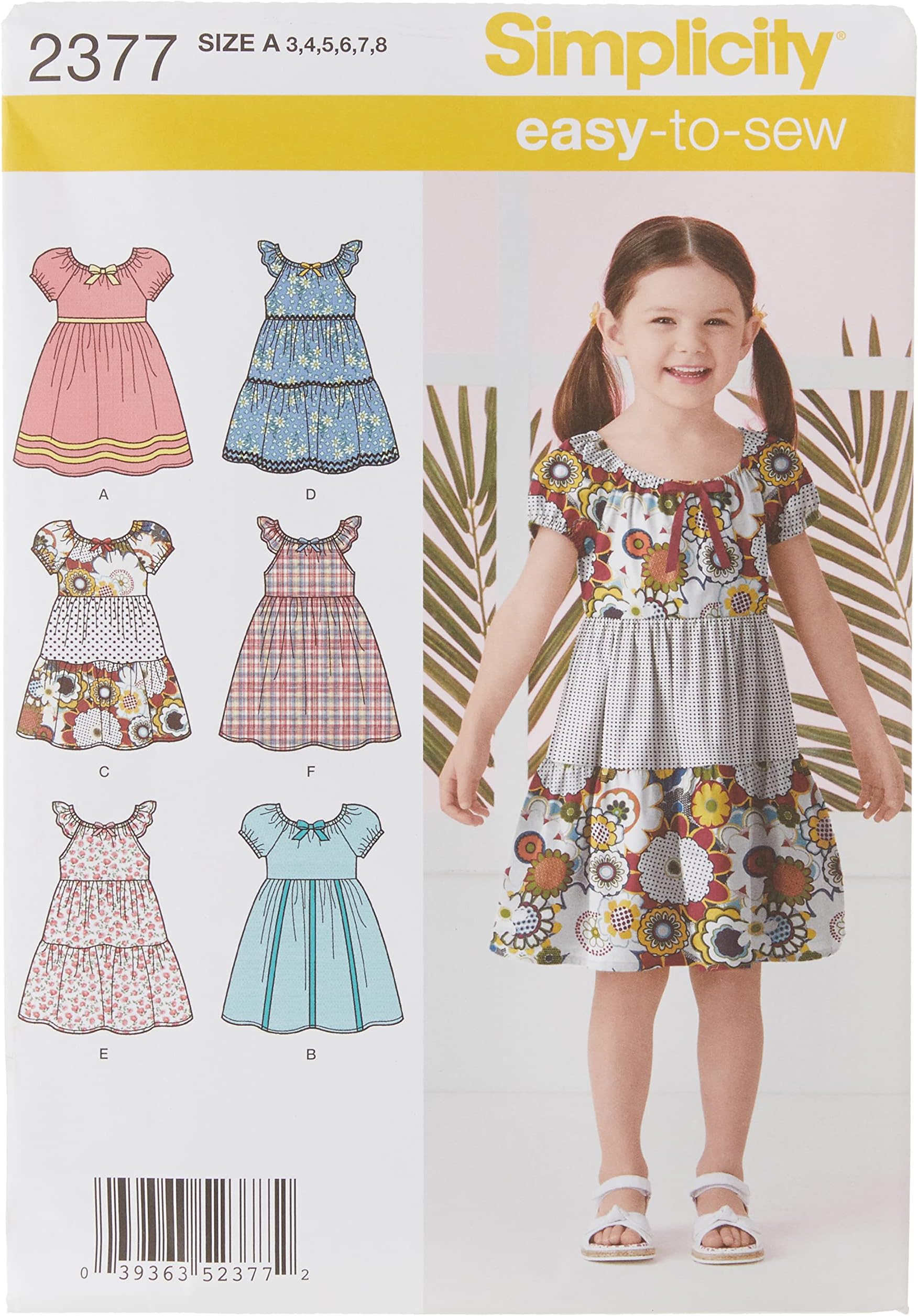 Simplicity Learn To Sew Patterned Girl's Dress Sewing Pattern Template, Sizes 3-8