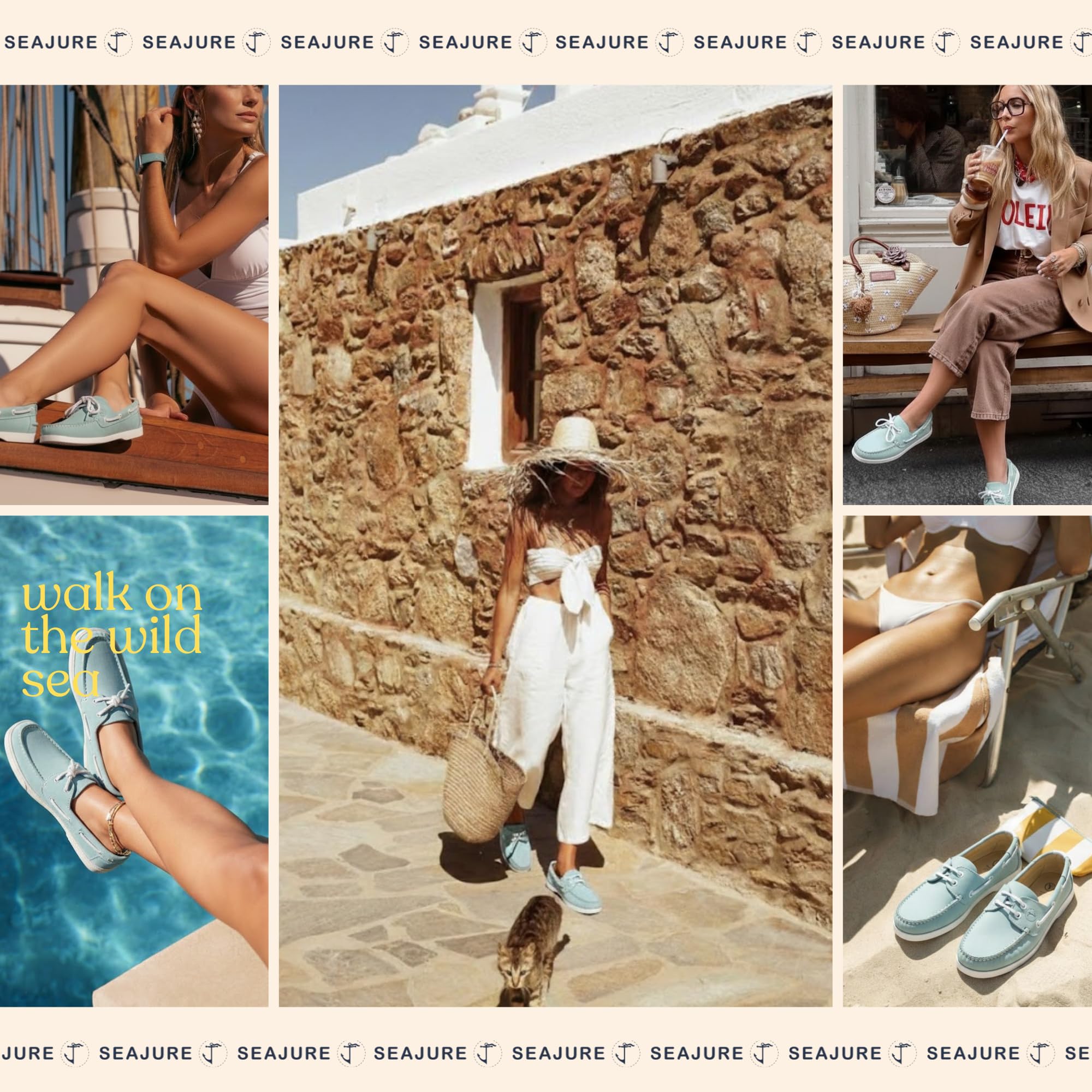Seajure Nacpan Damen Bootsschuhe Boat Shoes aus Nubukleder in Hellblau, Mokassins Damen im eleganten Nautik Look, Bequeme Lederschuhe für Sommer, Handgefertigt mit Rutschfester Sohle