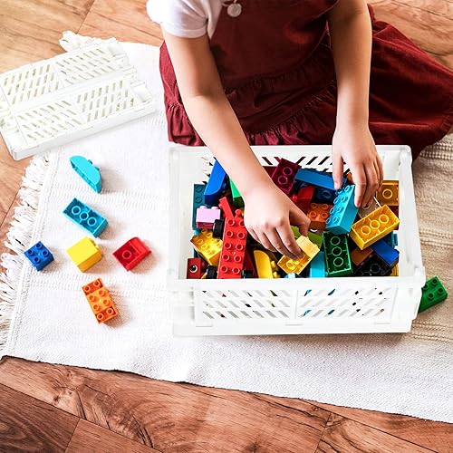 Miniatura 6 de Tixill Paquete de 2 mini cestas de plástico plegables para organización y almacenamiento, cajas de almacenamiento plegables para el hogar, cocina,