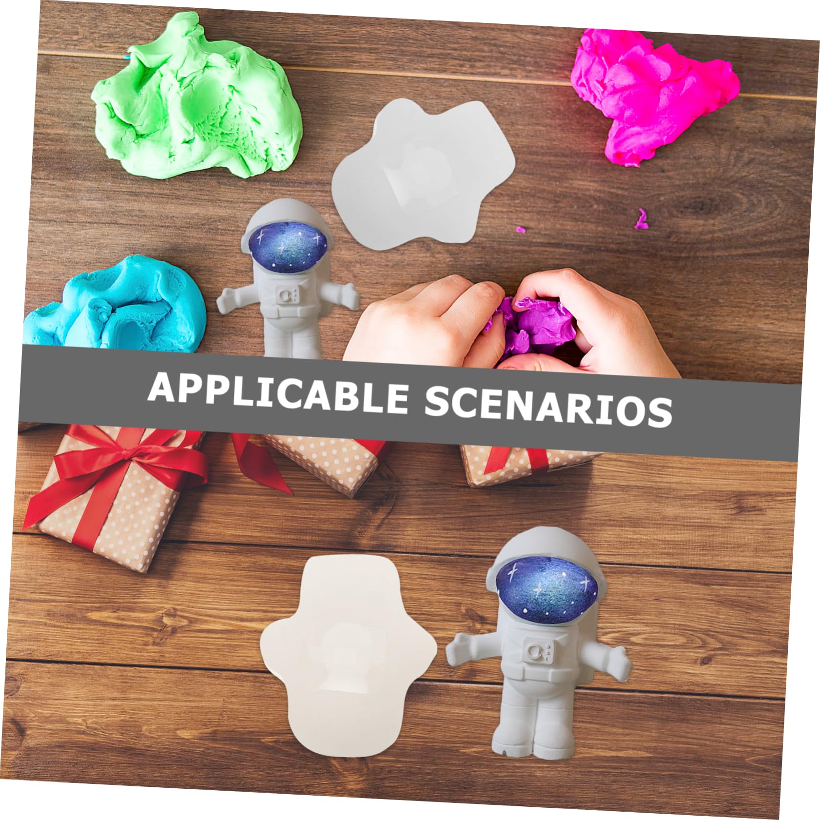 Housoutil 3 Pièces Moule Silicone Astronaute Design pour Diy Gâteaux Bougies Outil de Manuelle pour Fêtes Décorations
