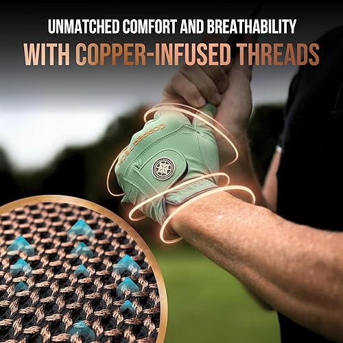 Miniatura 10 de Copper Tech Guantes de golf para hombre, talla única, para la mayoría de los usados en la mano izquierda para golfistas diestros