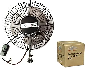 WolkomHome Fan 12-Volt 7-inch for Car, Truck, Home, Kitchen, Office