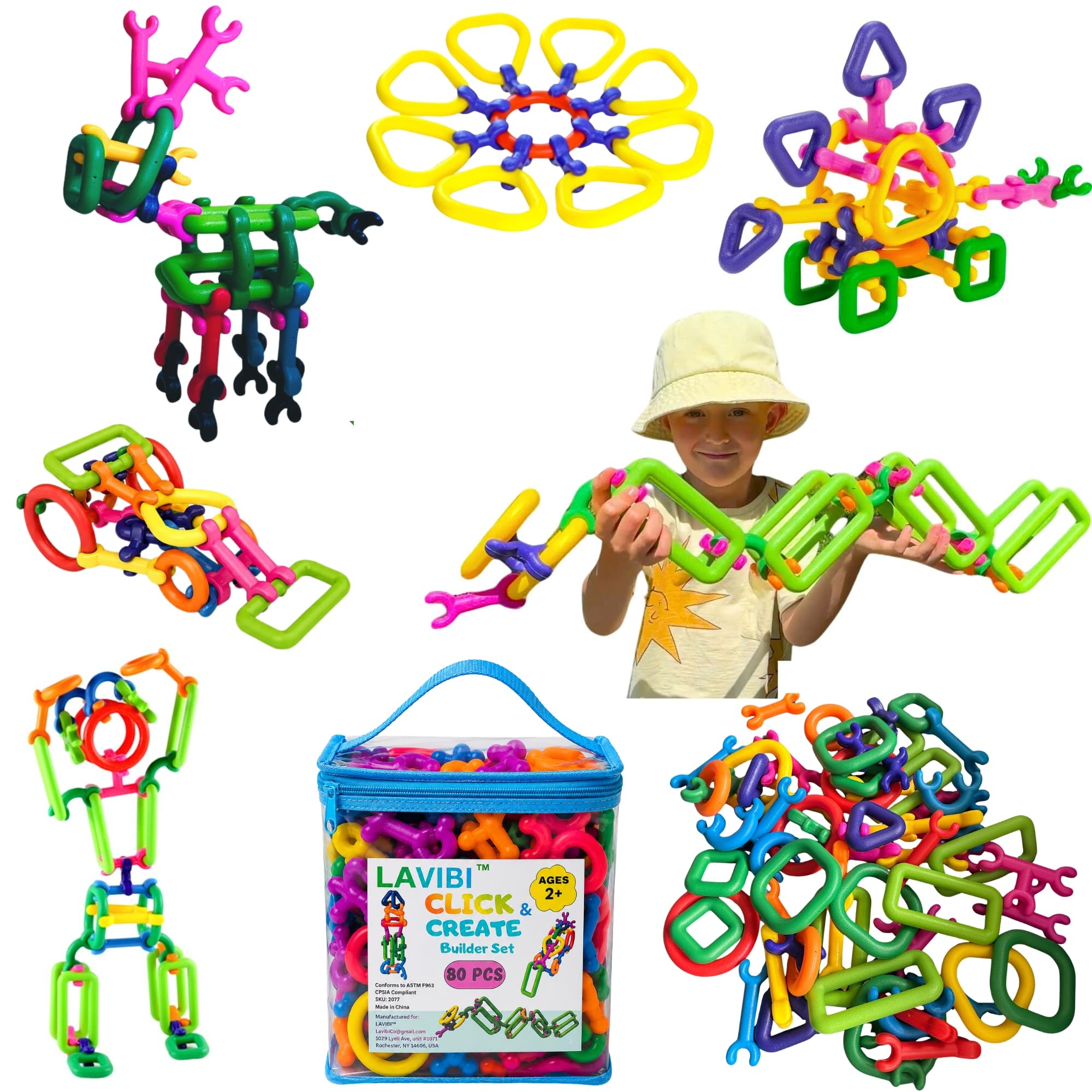 Amazon.com: LAVIBI Click & Create Builder Set (80 pcs) - STEM