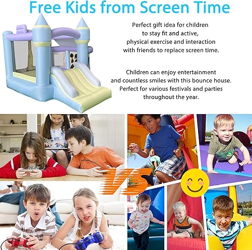 Miniatura 7 de RETRO JUMP Casa inflable para rebotar, casa inflable para niños al aire libre, casa inflable para niños con piscina de pelotas de salto y aro de