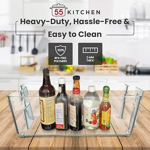 Miniatura 5 de Juego de 4 cubos organizadores de despensa y refrigerador para cocina y almacenamiento de gabinetes, cubos de comida apilables con asas,