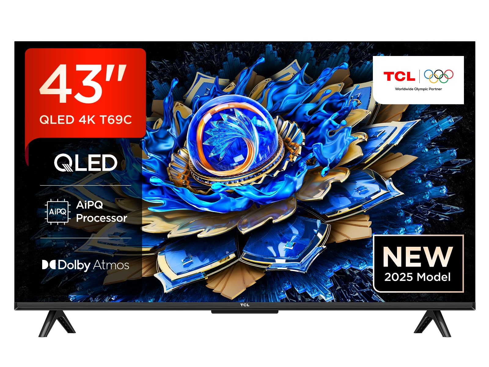 TCL 43T69C 43” QLED 60HZ 4K HDR, Google TV, Smart TV(Dolby Vision & Atmos, Motion clarity, compatibile con Google Assistant) 2025