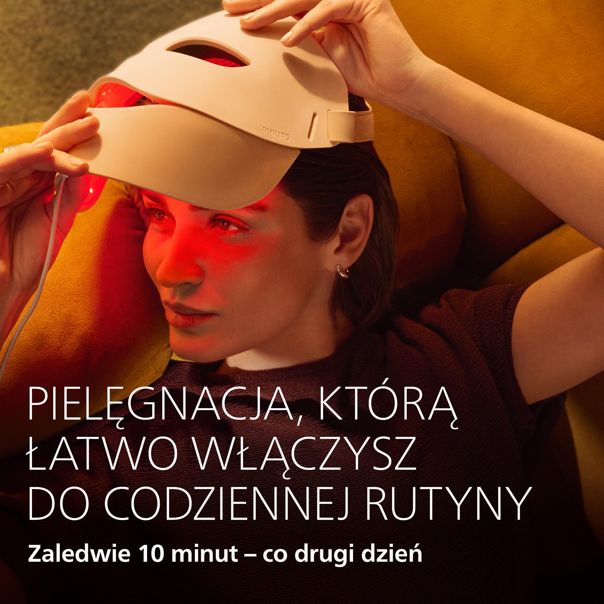 Philips ReAura maska LED: 3-w-1 do pielęgnacji twarzy, okolic oczu i szyi, 3 tryby, światło niebieskie i czerwone oraz bliska podczerwień¹, elastyczne dopasowanie, 10-minutowa kuracja, LTM7100/00