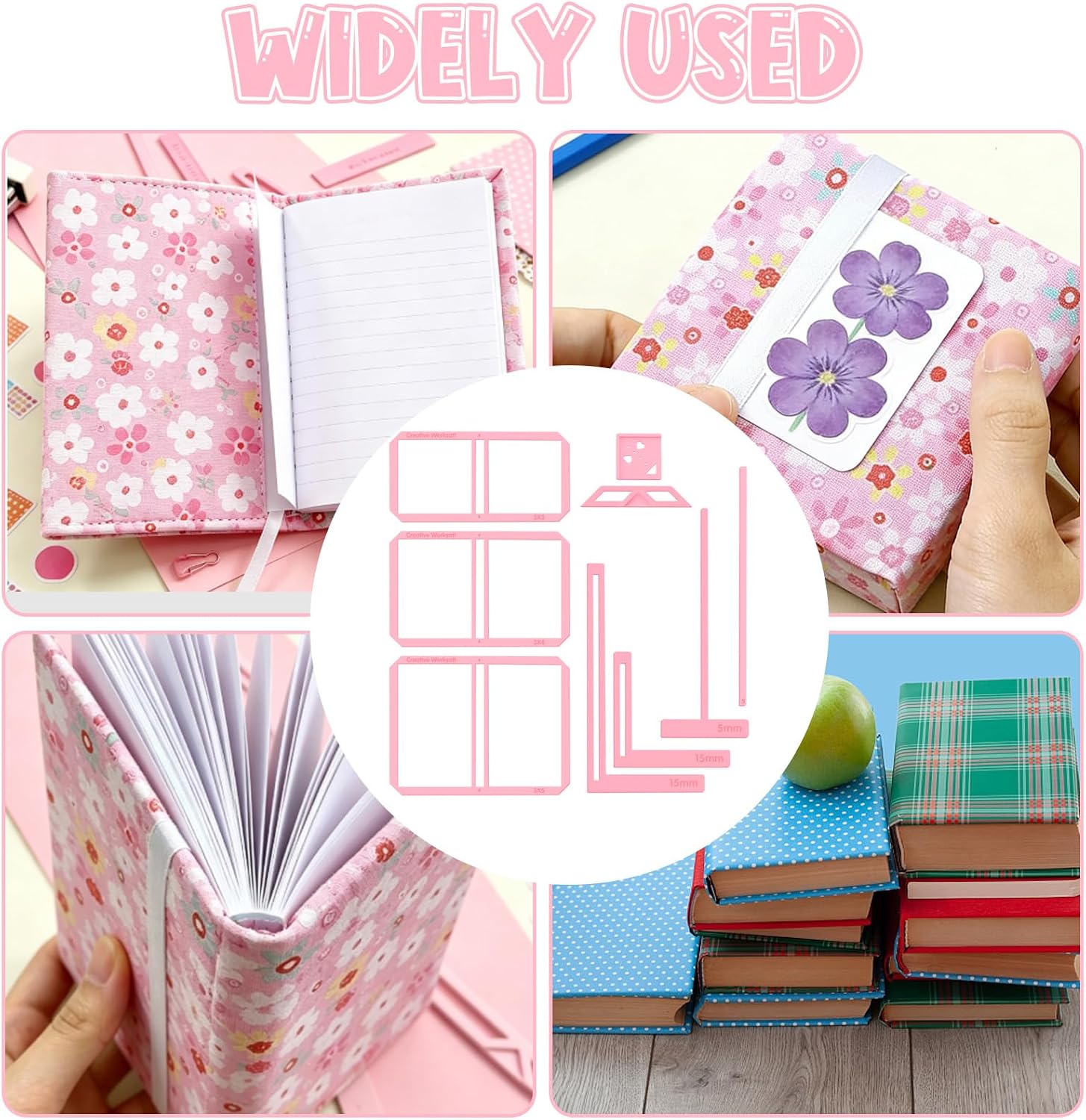 9pcs Simple Pink Book Making Supplies， Bookbinding Supplies & Kits Notebook Making Supplies & Book Making Kit for DIY Journal Calendar Handbook
