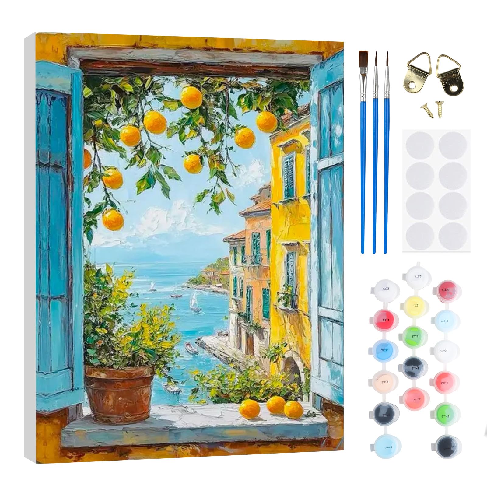 Kit Paint By Numbers Natura Morta Con Mele – Tela 40,6x50,8 Cm, Colori Acrilici E Pennelli Inclusi
