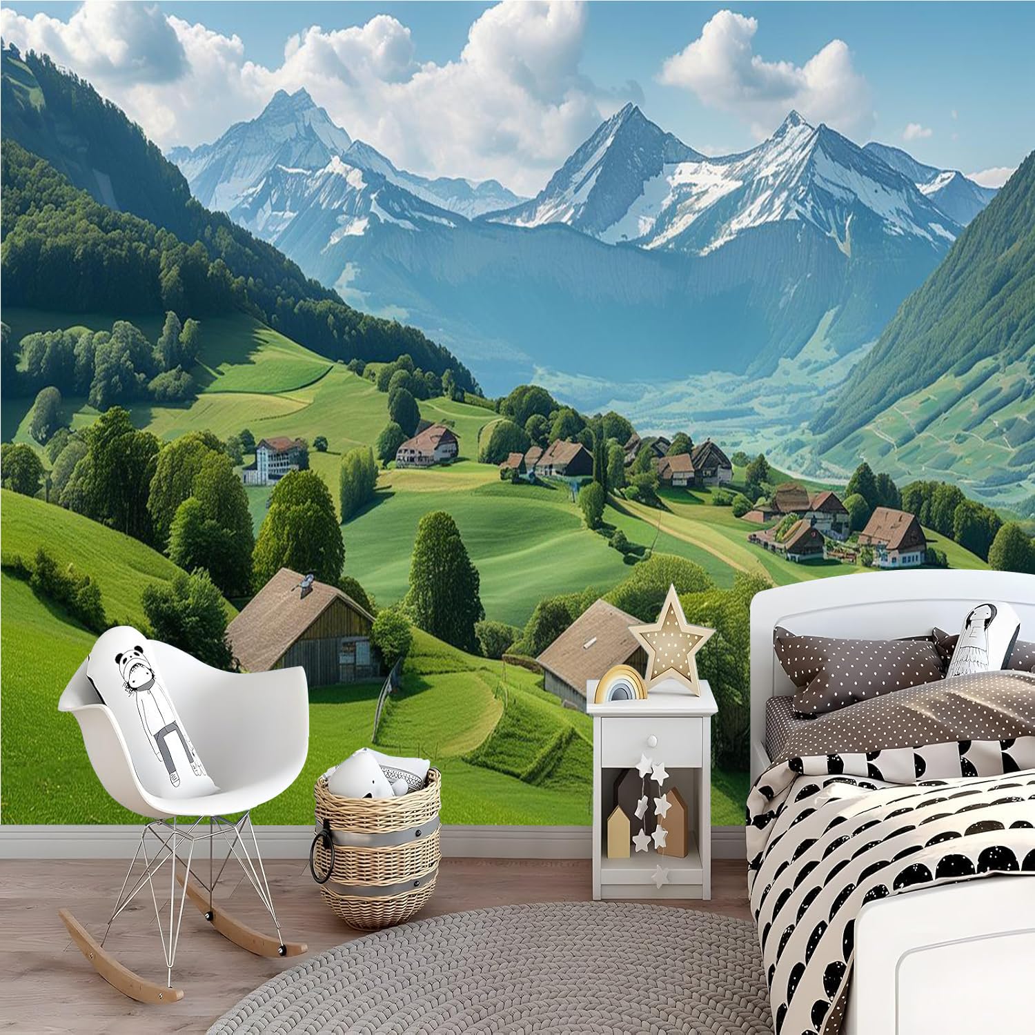 Carta da parati effetto 3D Montagna 366x 254 cm Murale Non Tessuto Natura Paesaggio Fotomurale Stampa HD Moderna Poster Per Soggiorno E Camera Da Letto Design 2M1618