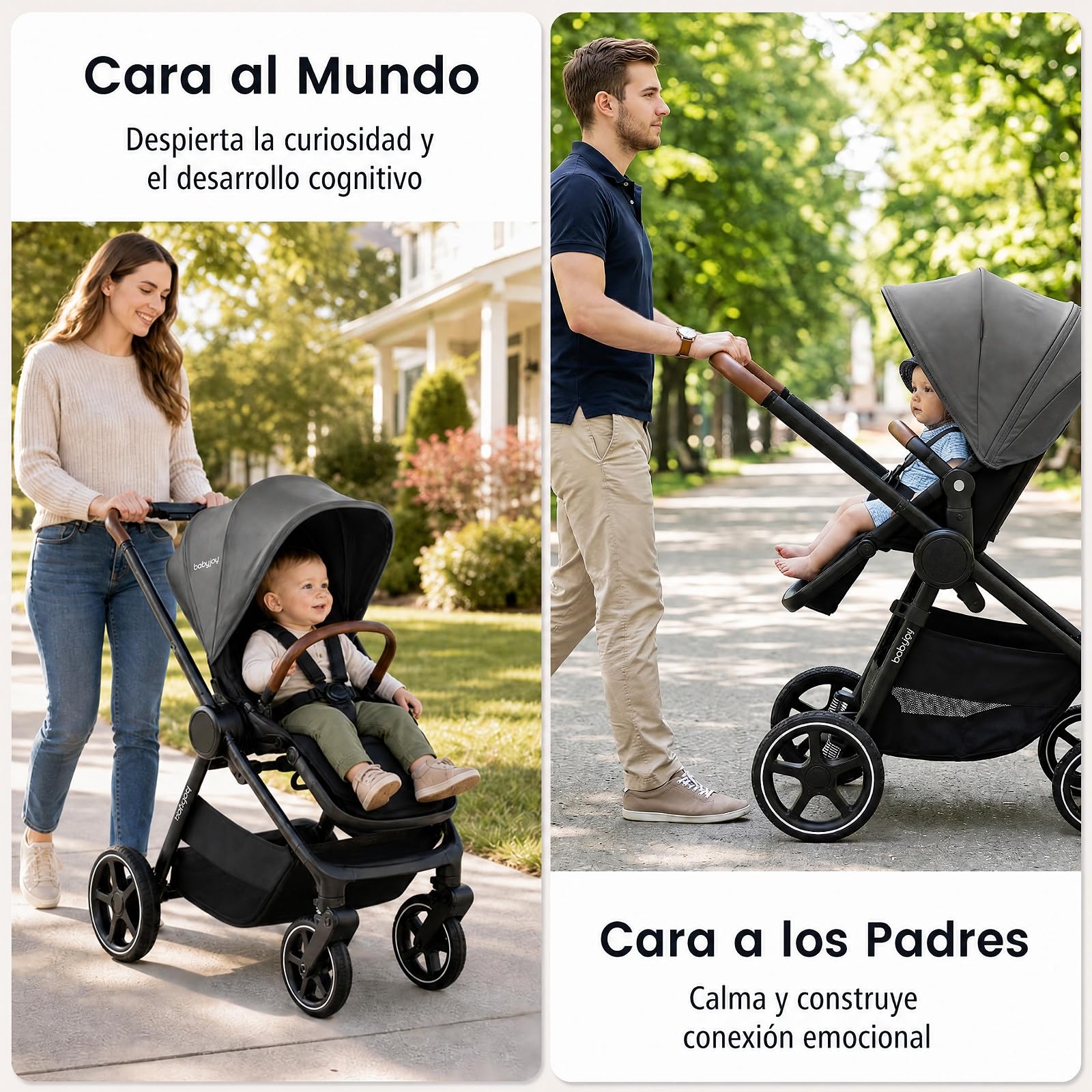 COSTWAY Cochecito para Bebés Plegable con Asiento Reversible, Gris