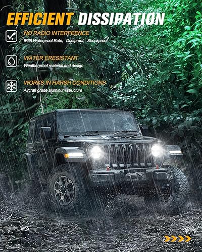 Miniatura 7 de Faros delanteros LED redondos de 7 pulgadas aprobados por DOT, clásicos, compatibles con JK TJ LJ CJ H6024, señal de giro, ámbar y blanco, 2 unidades