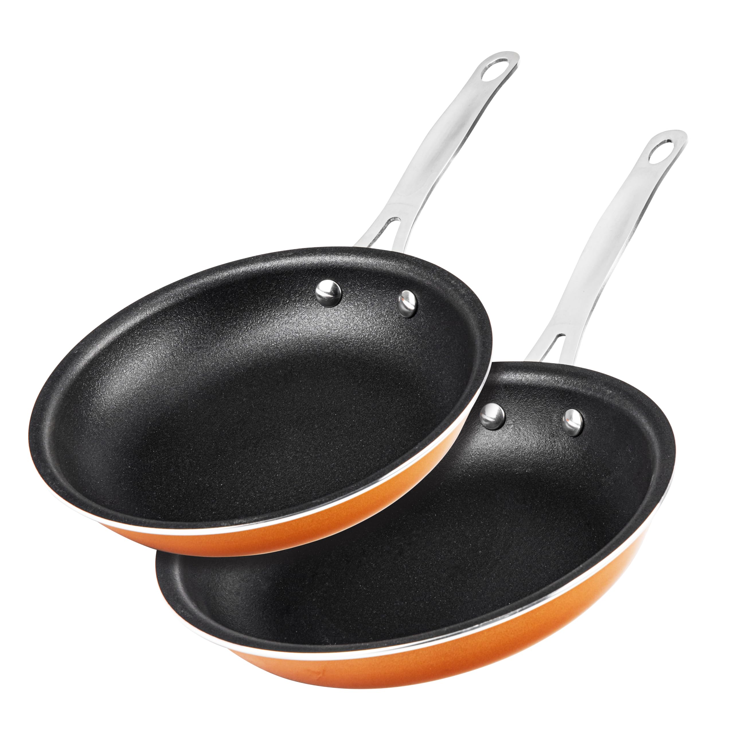 GOTHAM STEEL 2 Pc Copper Nonstick Frying Pans Set for Cooking, 8.5 + 9.5 Inch Frying Pans Nonstick Skillet Set, Non Toxic Made Without PFOA PFOS, Stay Cool Handles, Dishwasher and Oven Safe