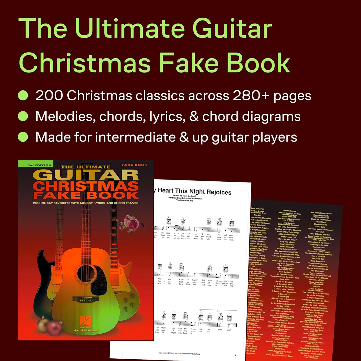 The Ultimate Guitar Christmas Fake Book Holiday Sheet Music for Guitar | 200 Christmas Favorites with Chords, Lyrics & Melody | Hal Leonard Songbook for Beginners & Advanced Players - Image 8