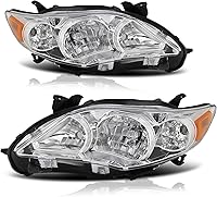 Vista 1 de Conjunto de faros delanteros compatible con Toyota Corolla 2011-2013 2011 2012 2013 izquierdo y derecho (carcasa cromada ámbar reflector)