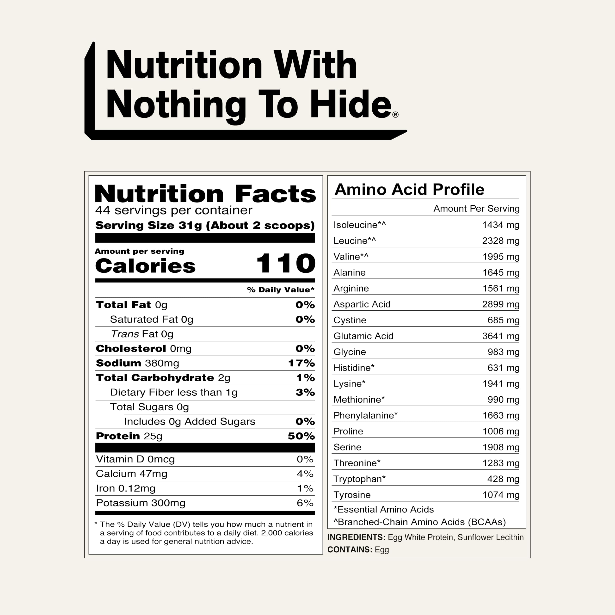 Naked 3LB Non-GMO Egg White Protein Supplement Powder, Unflavored, No Additives, Paleo, Dairy Free, Gluten Free, Soy Free – 25g Protein, 44 Servings, 3 pounds — Amazon image 5