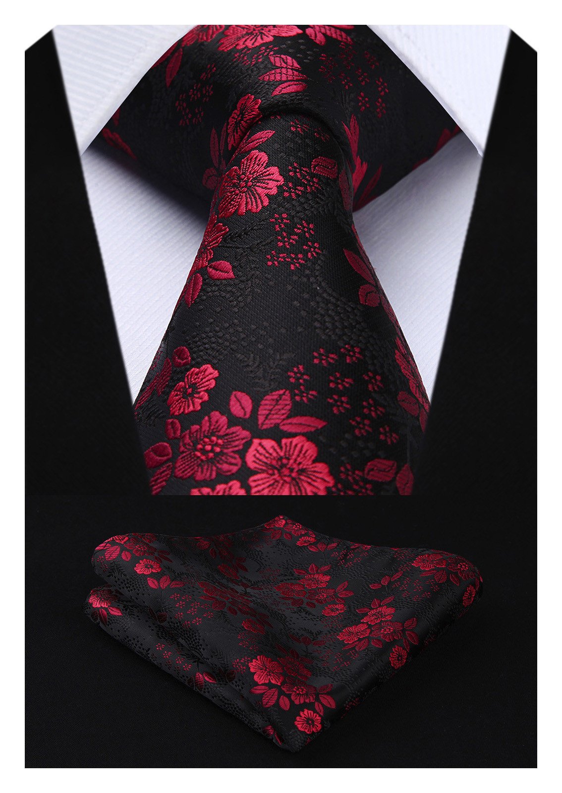 HISDERN Zestaw 5 sztuk klasycznego, formalnego, eleganckiego męskiego jedwabnego krawata z poszetką, T5-01, Rozmiar uniwersalny