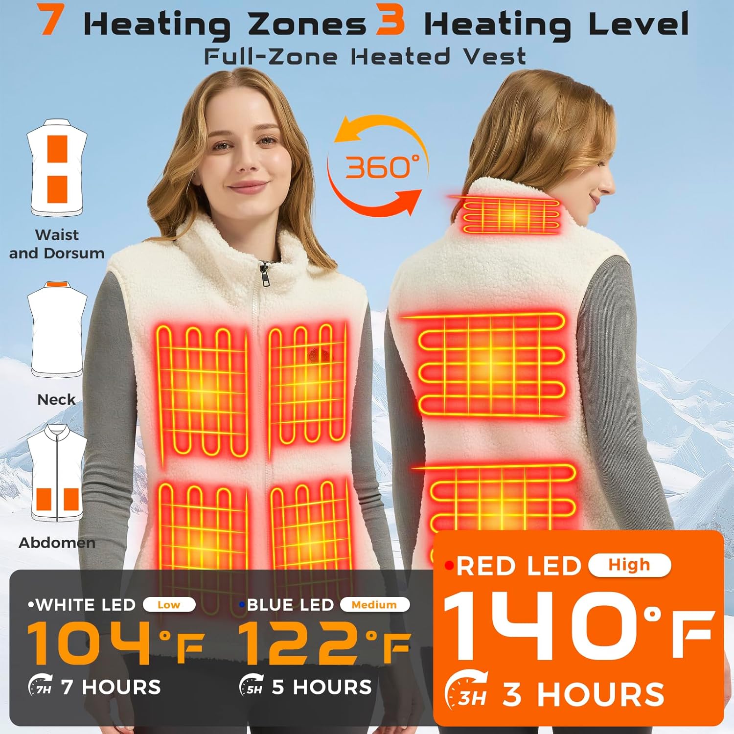Heated Vest for Women - Lightweight Fleece Heating Vest & 10000mAh Battery Pack, Rechargeable Heated Vests Jacket for Hiking - Image 2