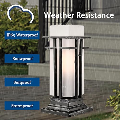 Miniatura 4 de Antique House Luz de poste al aire libre negro mate para montaje en muelle al aire libre, poste de luz al aire libre para exterior de aluminio y