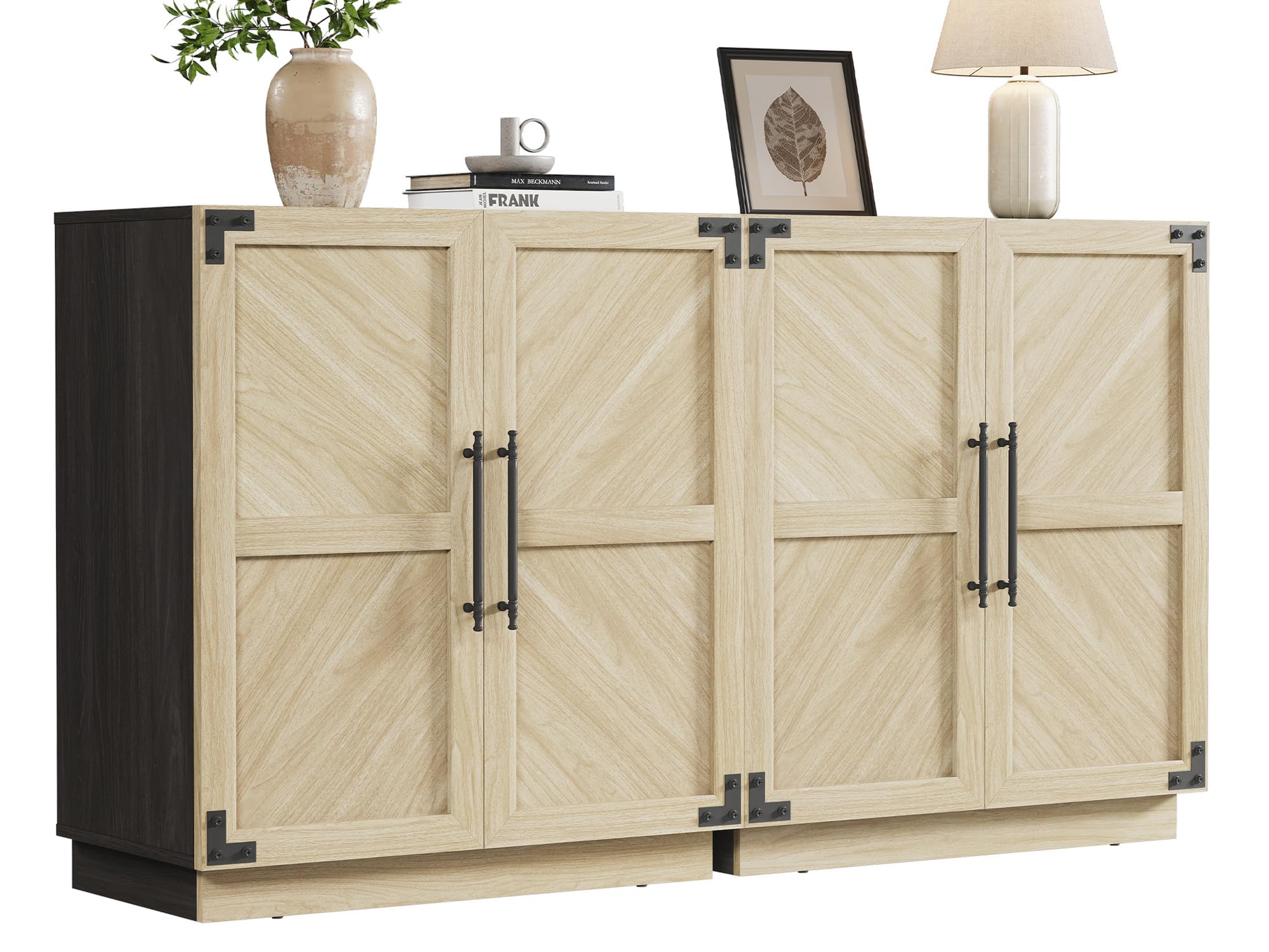 SICOTAS Sideboard Buffet Cabinet with Storage – Large Farmhouse Credenza with Doors & Adjustable Shelves for Living Room, Entryway