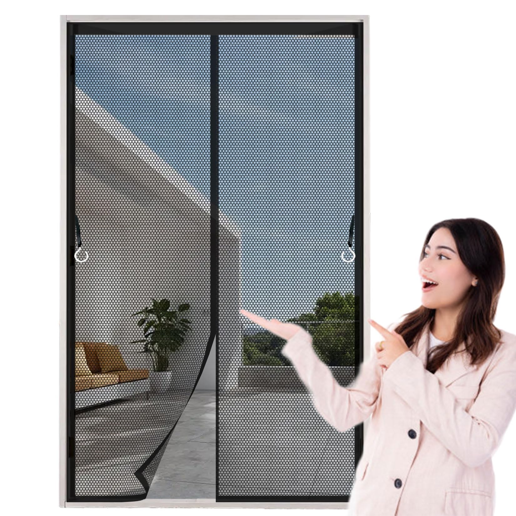 Liujyuan Black Magnetic Screen Door 65 X 195 Cm With Magnets, Magic Tapes, Polyester Door Fly Screen, Patio Curtain Insect Mesh Without Drilling, Heavy Duty For Keeping Out Flies,