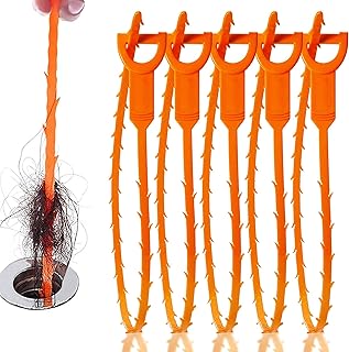 LSLCQW 5 Pack 25inch drain clog remover, Snake Drain Cleaner Hair Clog Remover tool, Shower drain kitchen sinks and bathtubs, sink snake, hair drain toilets sewer pipe drain cleaning tools.