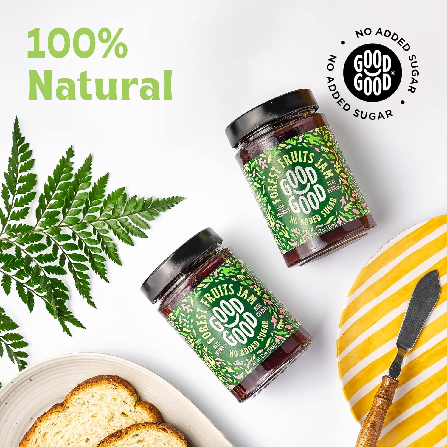 Good Good Forest Fruit Jam - No Added Sugar - Low Calorie - Gluten Free and Vegan - Diabetic and Keto Friendly - 12oz / 330g (Pack of 2)