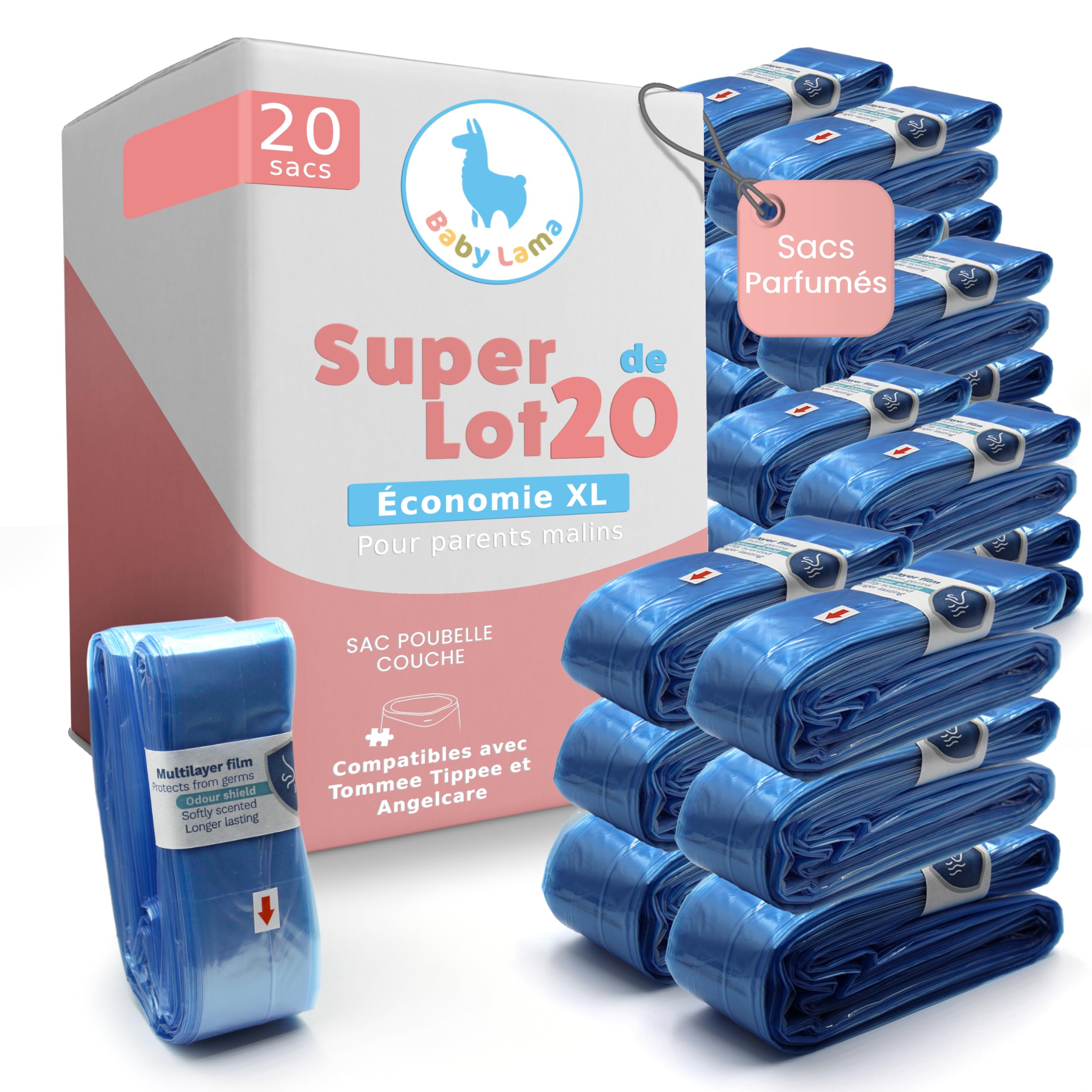Recharges Universelles pour Poubelle à Couches – Compatibles avec Recharge Poubelle à Couche Tommee Tippee et Angelcare – Sac Poubelle Couche Antiodeur, Hygiénique et Économique (20)