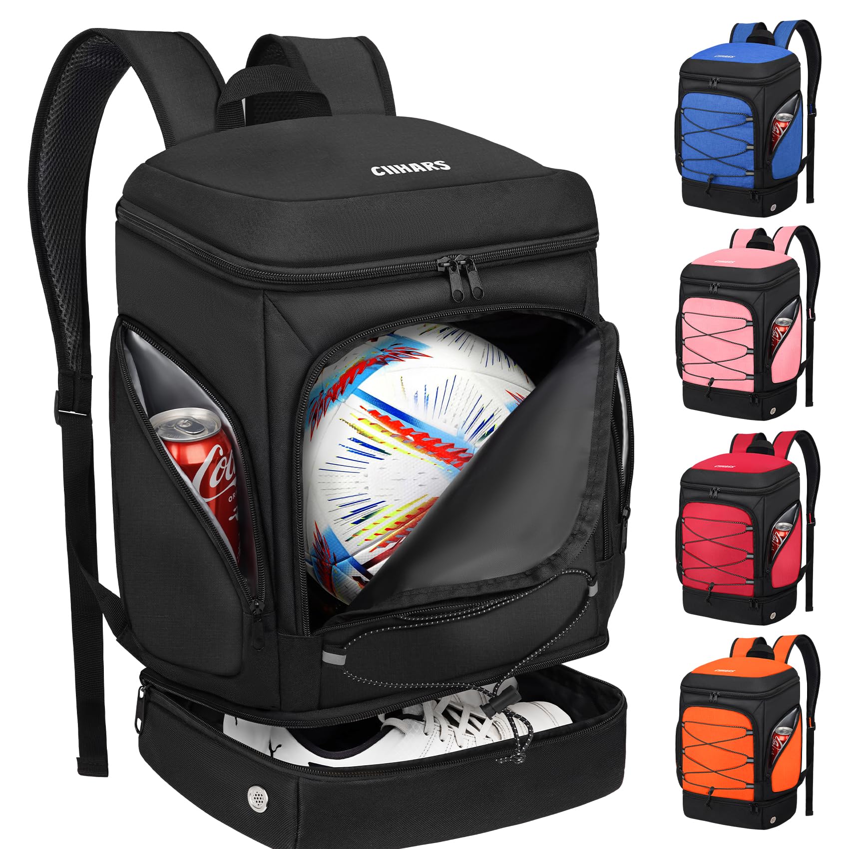Soccer Bag - Soccer Backpack with Ball Holder,Sport Equipment Bags gifts for soccer stuff Water resistant Includes Separate Cleat Fit Basketball Volleyball Football