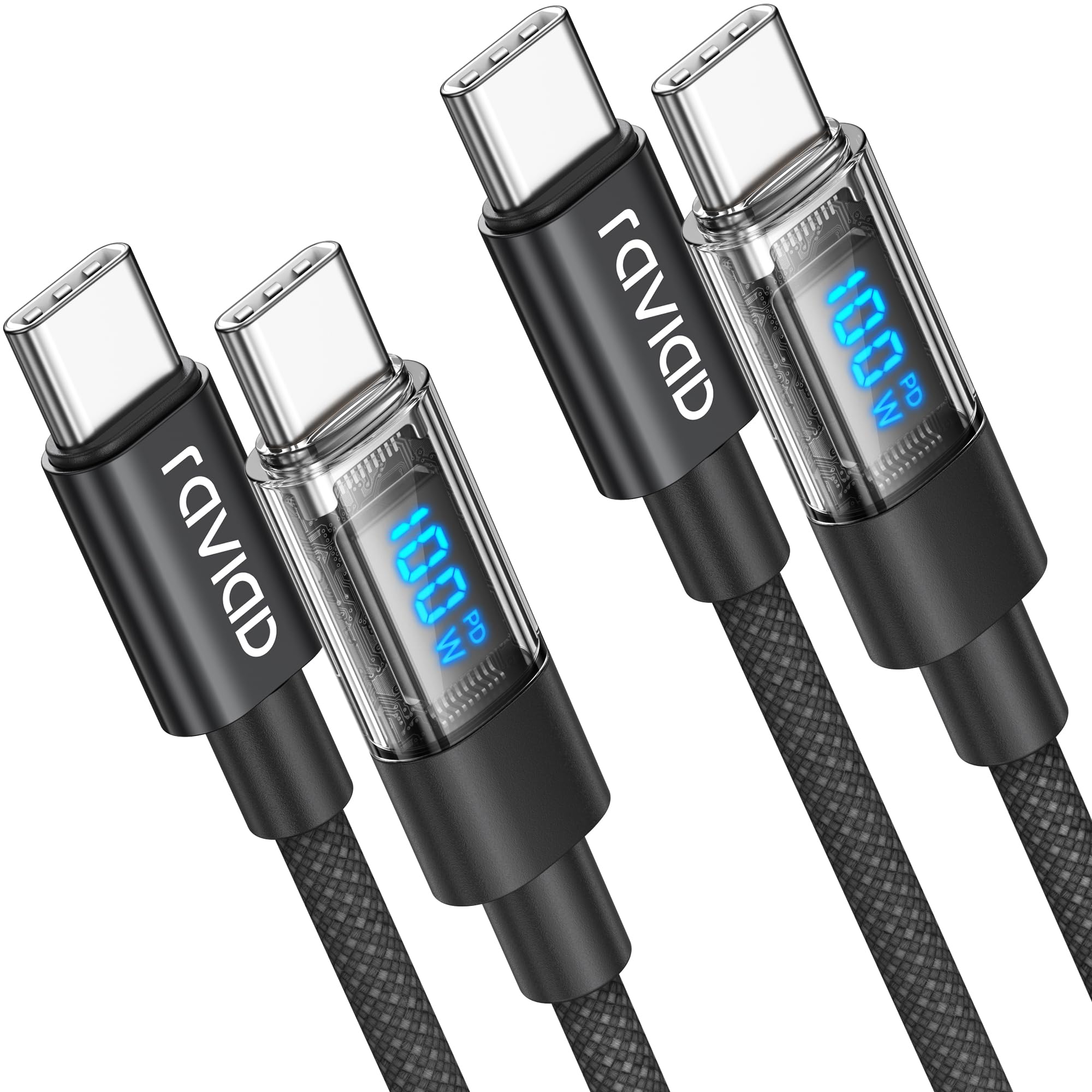 RAVIAD Cavo USB C USB C 100W [2Pezzi 1M] Cavo USB Type-C PD 5A Ricarica Rapida Cavo Tipo C con E-Mark Chip per iPhone 16/15/15 Pro/15 Pro Max, Galaxy S24/S23/S22, MacBook Pro, Pad Pro, Google Pixel