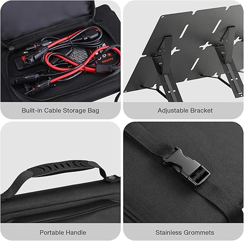 Miniatura 7 de GRECELL Panel solar plegable de 80 W, cargador solar portátil con USB-A y USB-C QC3.0 (18W) IP67 impermeable para teléfono celular al aire libre,