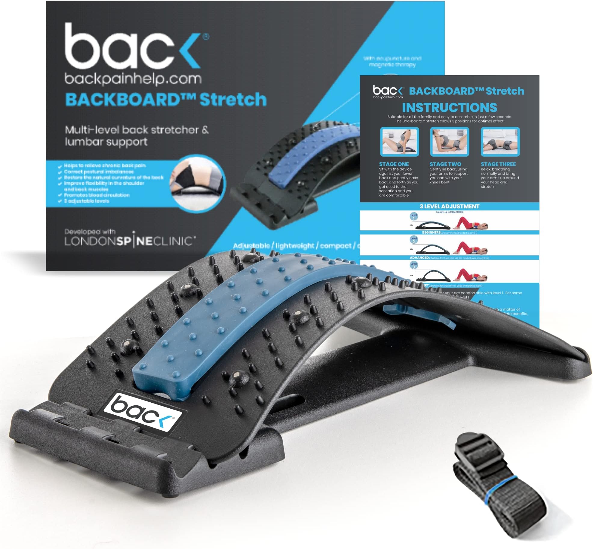 backBackboard Stretch, Multi-Level Spine Stretcher for Relaxation, Posture Corrector, Decompression and Pain Relief for Neck, Shoulders and Sciatica