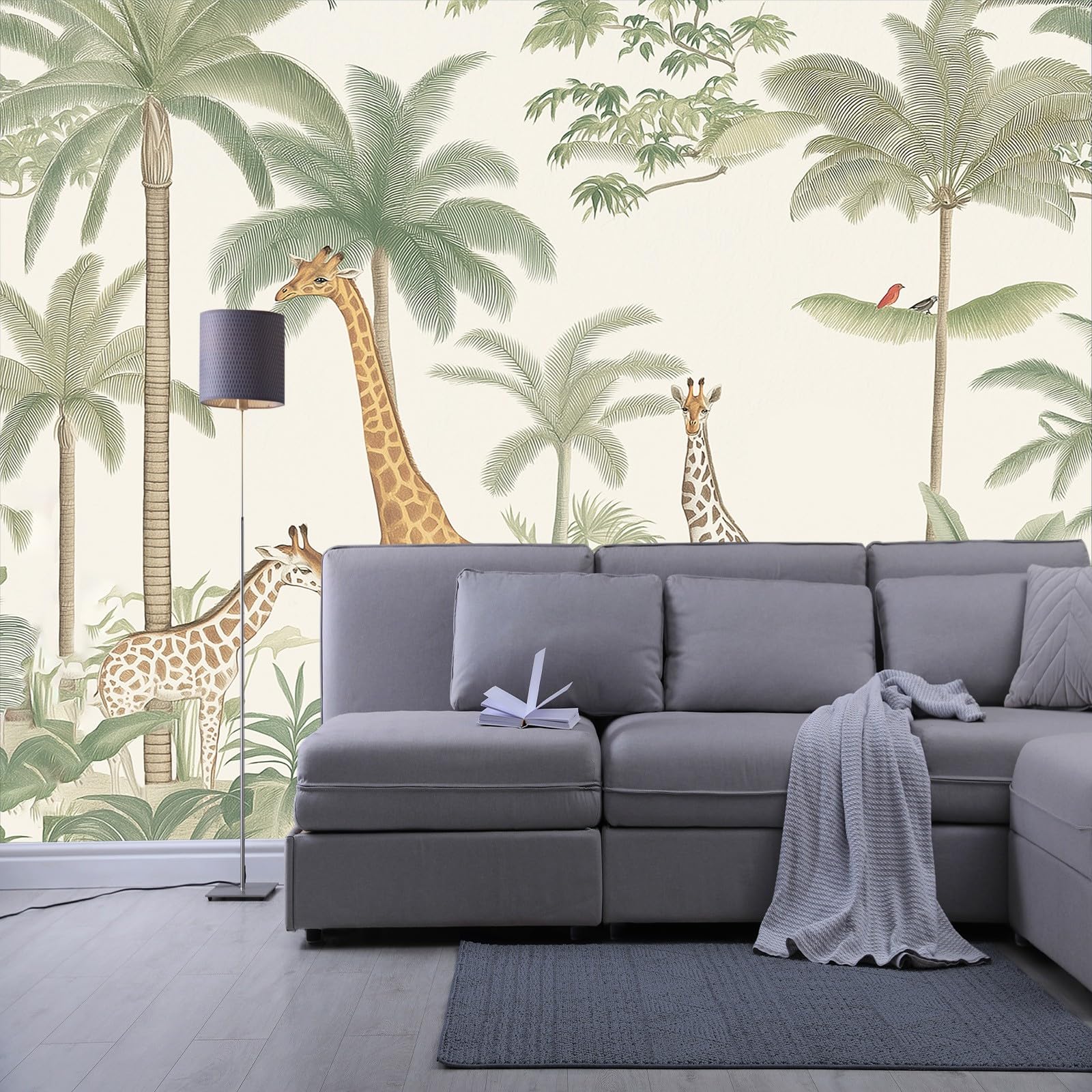 Générique 3D Photo Murale Animaux de Bande Dessinée Girafes Papier Peint Personnalisé, pour Salon et Chambre Girafe de Bande Dessinée Murales, Fresque Home Decor 250 x 175 cm (L x H) Peinture Murale