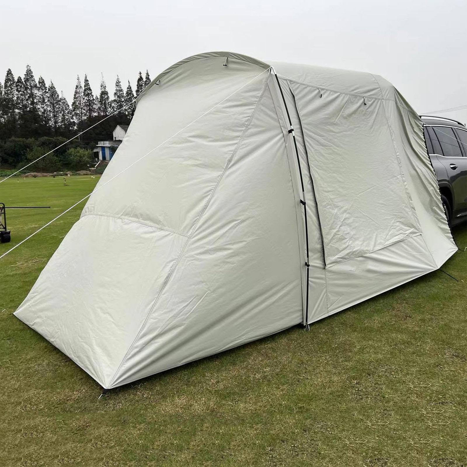 SUV Tent, Camping Tailgate Attachment Shelter, Oxford and Polyester Fabric with Gauze, Foldable UV-Proof Car Extension for Road Trips, Outdoor Adventures and Tailgating, 485x240x195cm
