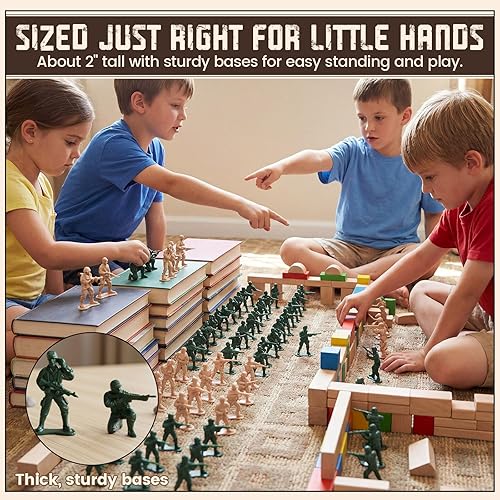 Miniatura 4 de Shindel 100 piezas de soldados de juguete del ejército para hombres, juego de plástico para hombres, figuras de soldado verde y amarillo, 8 poses