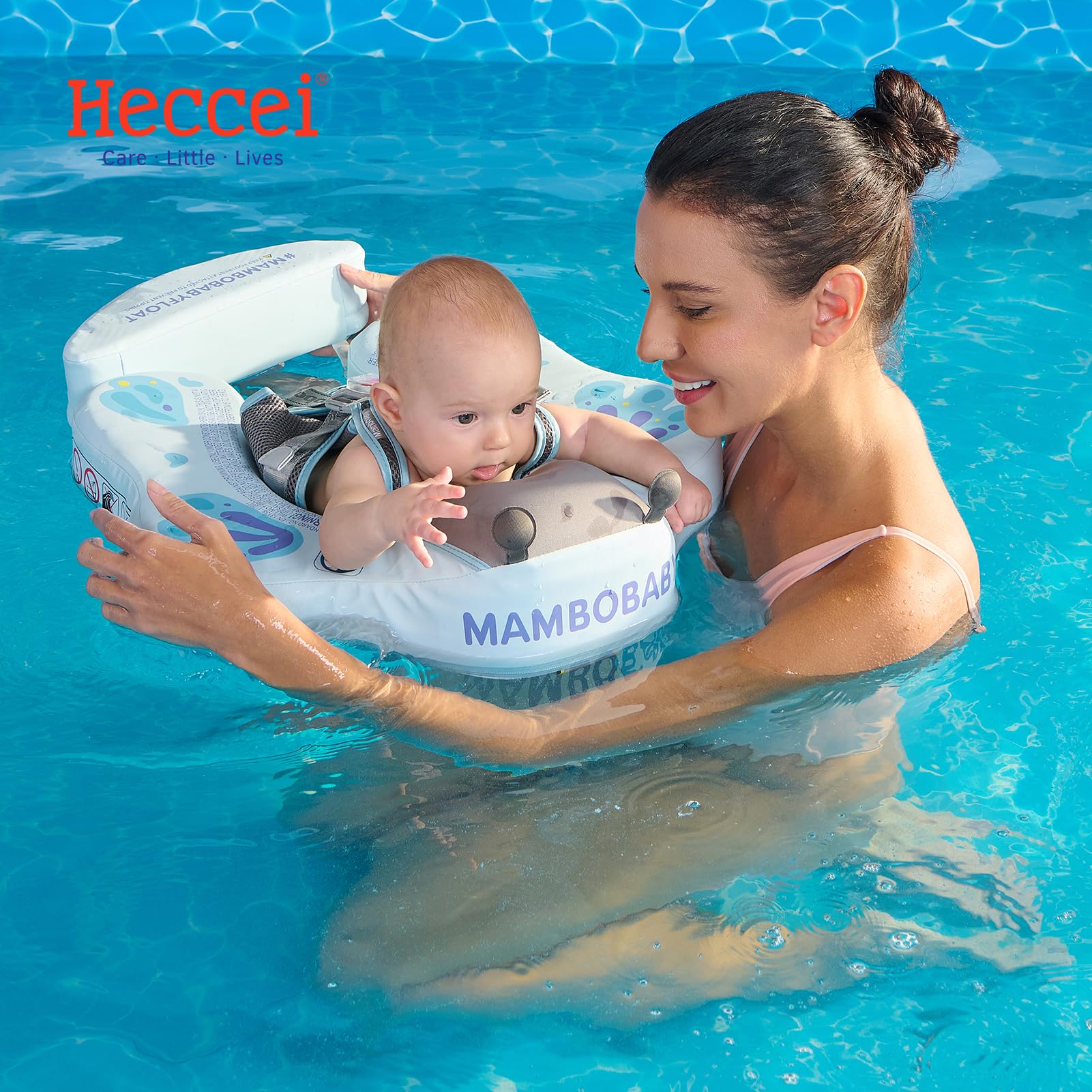 HECCEI Flotador Bebe Mambobaby No Inflable Duradero y Respetuoso con la Piel Baby Swimming Float, Anillo de Natación para Piscina Playa Flotador para Bebés de 3 a 24 Meses