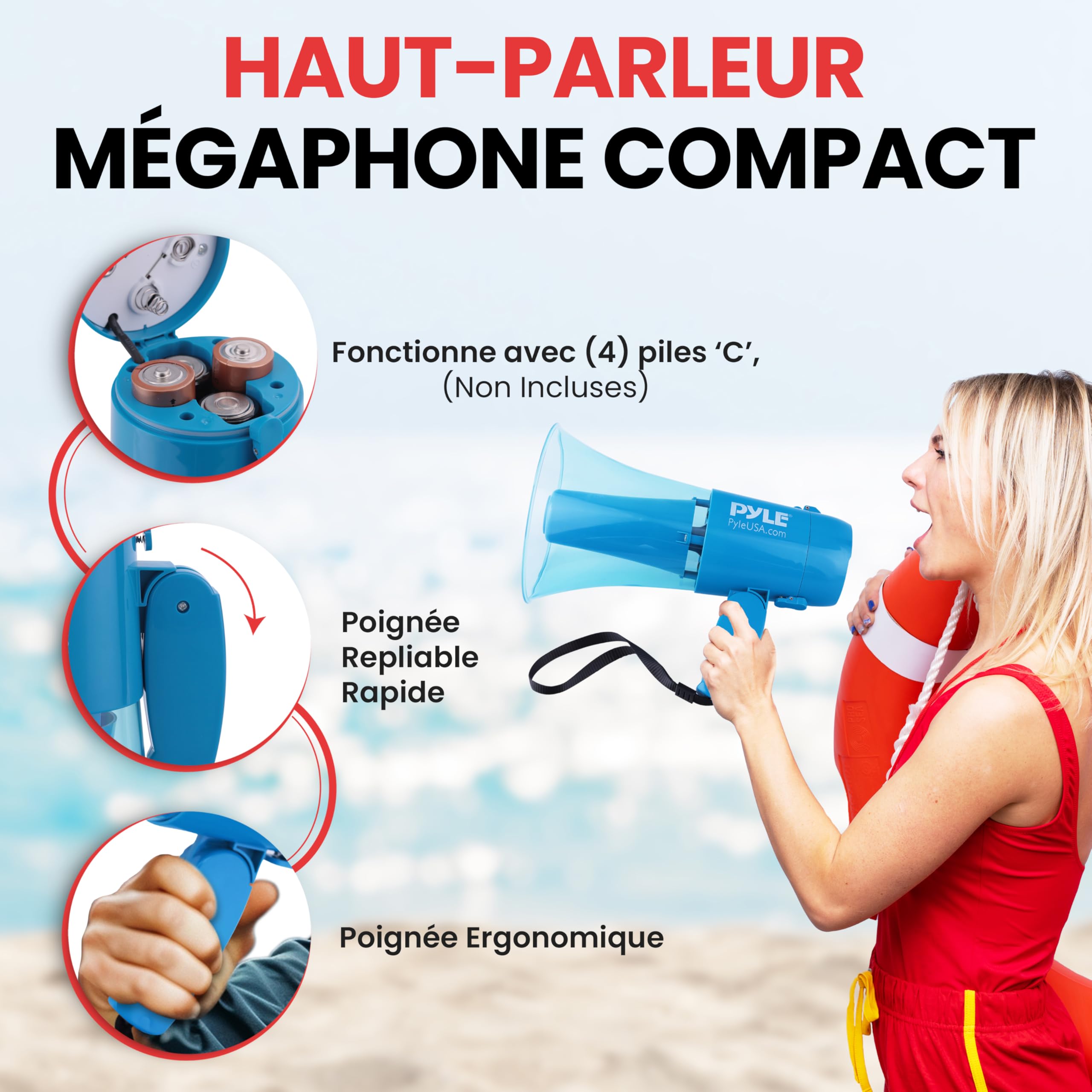 Pyle Mixte 30w Water Proof Megaphone Siren Bullhorn Speaker PMP36WLT, Bleu Transparent, Taille Unique EU