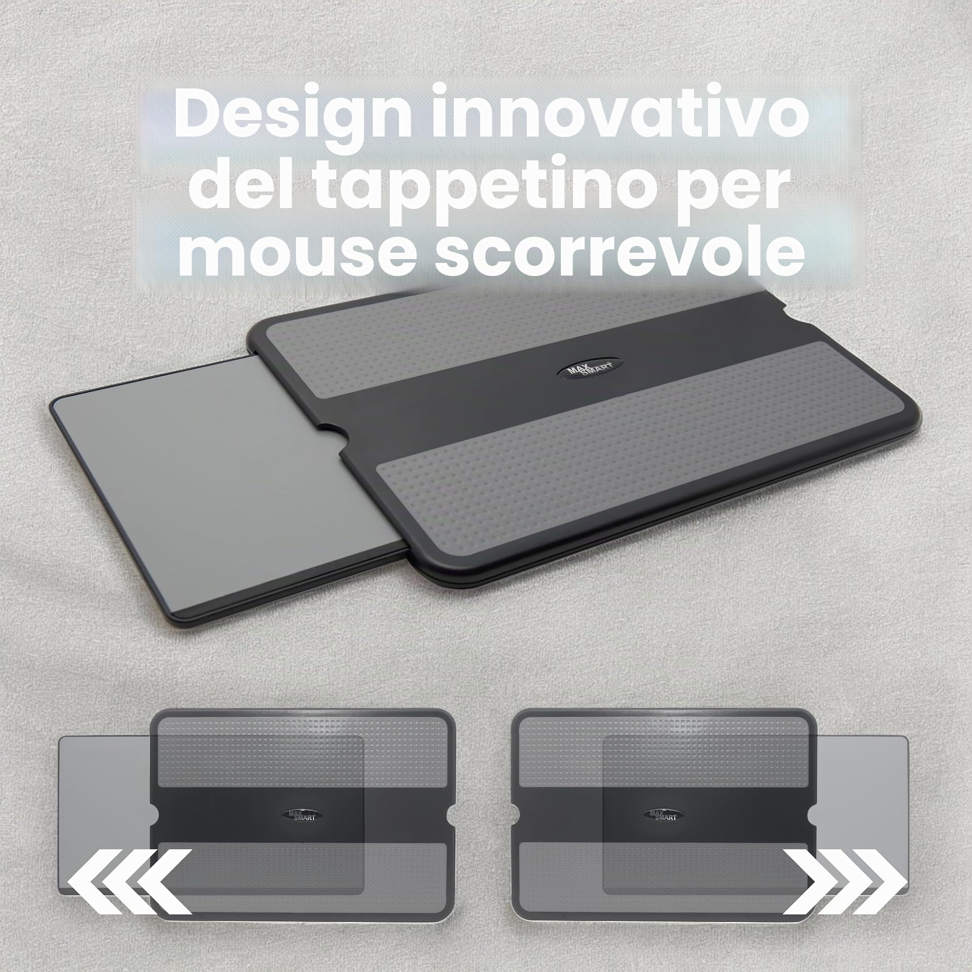 MAX SMART Tappetino portatile per computer portatile, scrivania per laptop con vassoio per mouse retrattile, scudo termico antiscivolo, supporto per computer portatile, stazione di lavoro per casa,