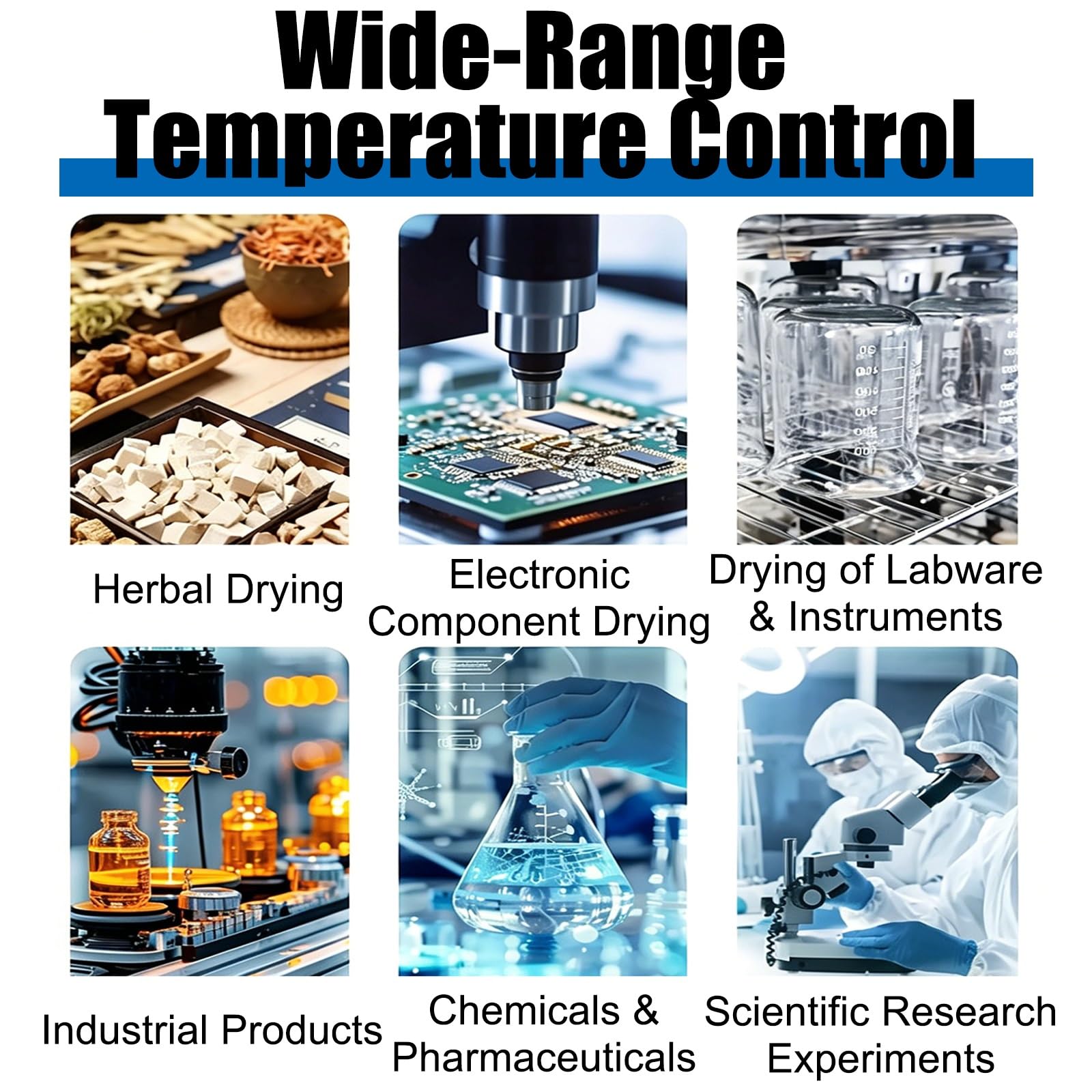 Horno de secado al vacío de 16 litros, horno de secado rápido a temperatura constante, con instrumentos controlables inteligentes y ventana de visualización, Rt +10-300 °C