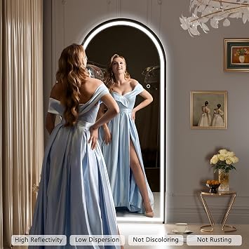 Hasipu 71 X 32 Full Length Mirror with Lights, White Frame Arch Led Mirror Full Length and 3 Colors Temperatures & Brightness Adjustable,Light Up Mirror Full Body for Bedroom Cloakroom Living Room