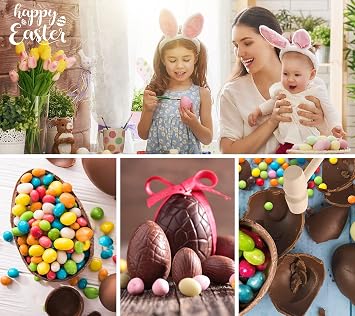 Webake Eggs Diamond Chocolate Silicone Molds, Large 3D Breakable Egg Chocolate Molds with 1 Hammer for Easter