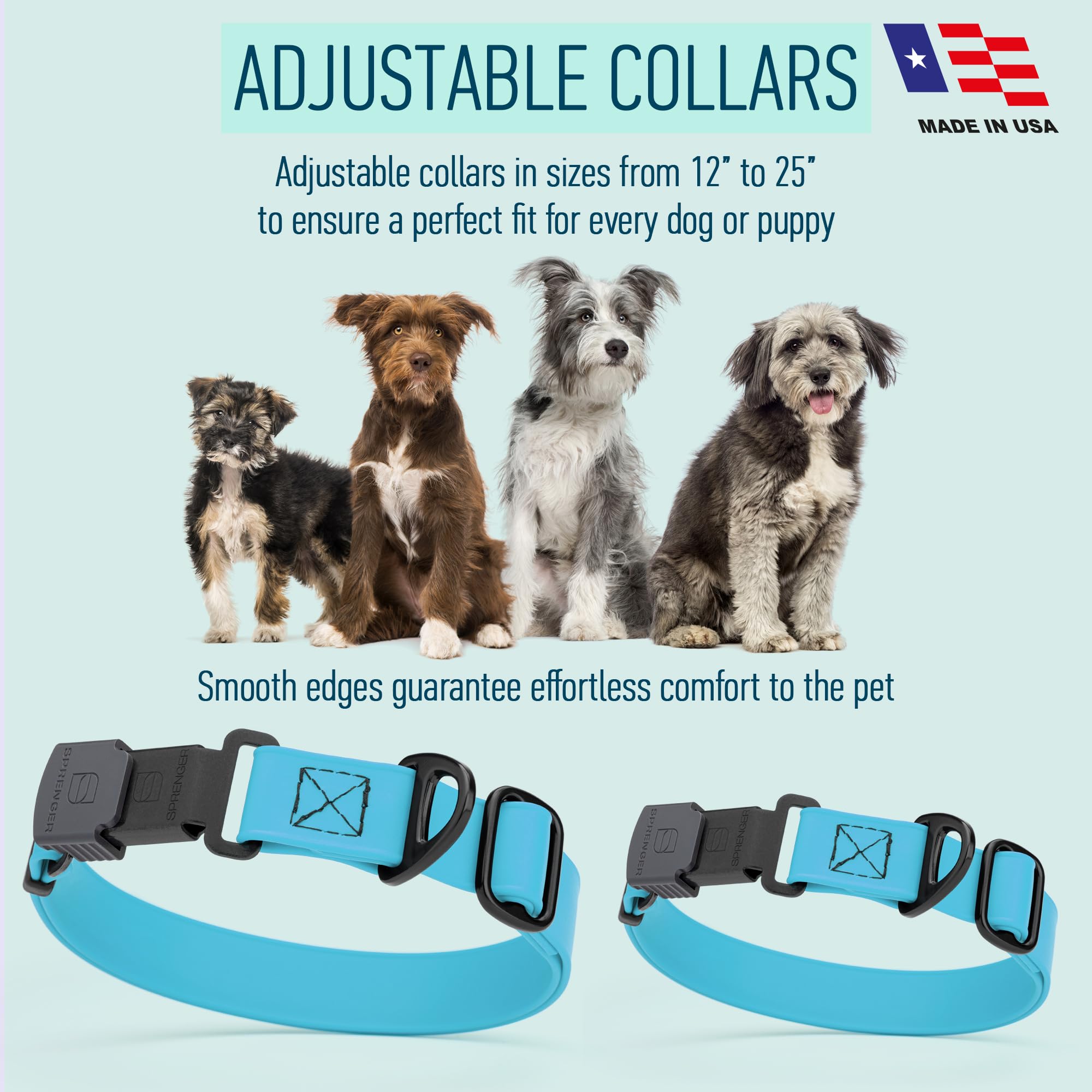 Dogline Biothane Wasserdichtes Hundehalsband mit Herm Sprenger Schwarz Edelstahl Schnellverschluss-Schnalle - Strapazierfähiges, taktisches langlebiges Halsband für Hunde - Bequemes und sicheres